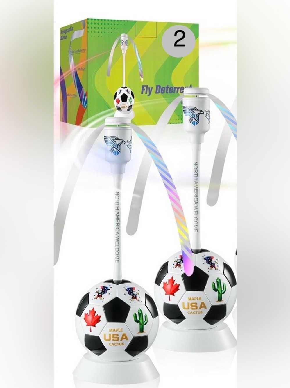 Table Top Fly Repellent Fan to Keep Flies Away from Food- Set of 2 Soccer Themed